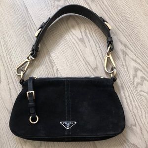 Black suede Prada shoulder bag